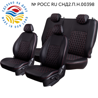 Авточехлы для RENAULT Duster -1, 01.2010-05.2015/ NISSAN Terrano-3, 04.2014-12.2016, РЗС Турин ст Ромб "Илана+Орегон" Чёр / Чёр / Крас / Крас (арт. 200101la) в магазине Автоатрибут