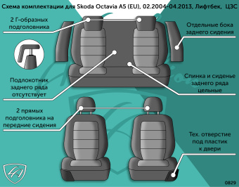 Авточехлы для SKODA Octavia A5 (EU), 02.2004-04.2013, Лифтбек,  ЦЗС + отд.бок, 2Г Байрон ст Жук "Орегон" Крас / Крас / крас / крас (арт. 211311la) в магазине Автоатрибут