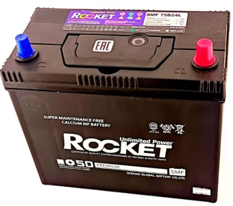 Аккумулятор ROCKET Asia  55 Ач, 520 А (SMF 75B24R), прямая полярность, тонкие клеммы в Ростове