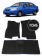 Автоковрики 3D в салон EVA для CHEVROLET Aveo Т250/255 (1-е поколение) 2002-2012, (лек 162) чёрный ромб c чёрно-синей ёлочкой с синим краем на любые автомобили