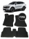 Автоковрики 3D в салон EVA для KIA Sportage (5-е поколение) 2021->, (лек 525) чёрный ромб c окантовкой чёрной ёлочкой с серым краем на любые автомобили