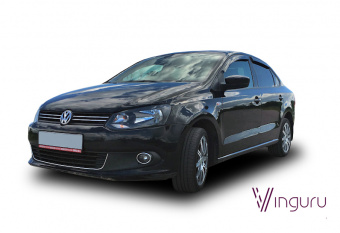 Дефлекторы окон Vinguru VW Polo 2010-2020 /сед/накладные/скотч/к-т 4 шт./литьевой поликарбонат