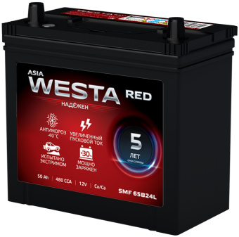 Аккумулятор WESTA Asia  50 Ач, 480 А (SMF 65B24L), обратная полярность в Ростове