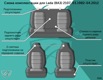 Авточехлы для LADA (ВАЗ) (ВАЗ) 2107 -1, 03.1982-04.2012, ЦЗС Турин ст Ромб "Илана+Орегон" Чёр / Чёр / Крас / Крас (арт. 305102la) в магазине Автоатрибут