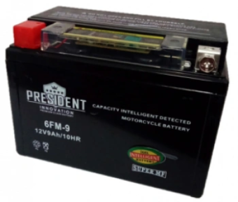 Аккумулятор PRESIDENT Innovation Dry Battery 12В, 9 Ач, 120 А (YTX9-BS), AGM, прямая полярность, сухо-заряженный, с электролитом в Ростове