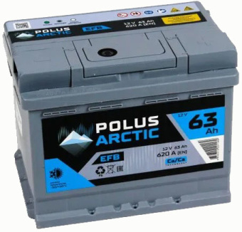 Аккумулятор POLUS ARCTIC  63 Ач, 620 А, EFB, обратная полярность в Ростове